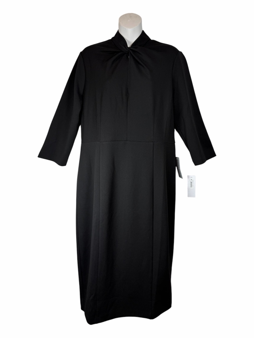 Donna Morgan Sheath Dress 3/4 Sleeve Twist Neck Stretch Crepe 12 Office Modest
